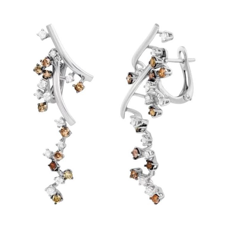 Cognacfarbene Diamant-Ohrringe aus Weiß- 18 Karat Gold für sie