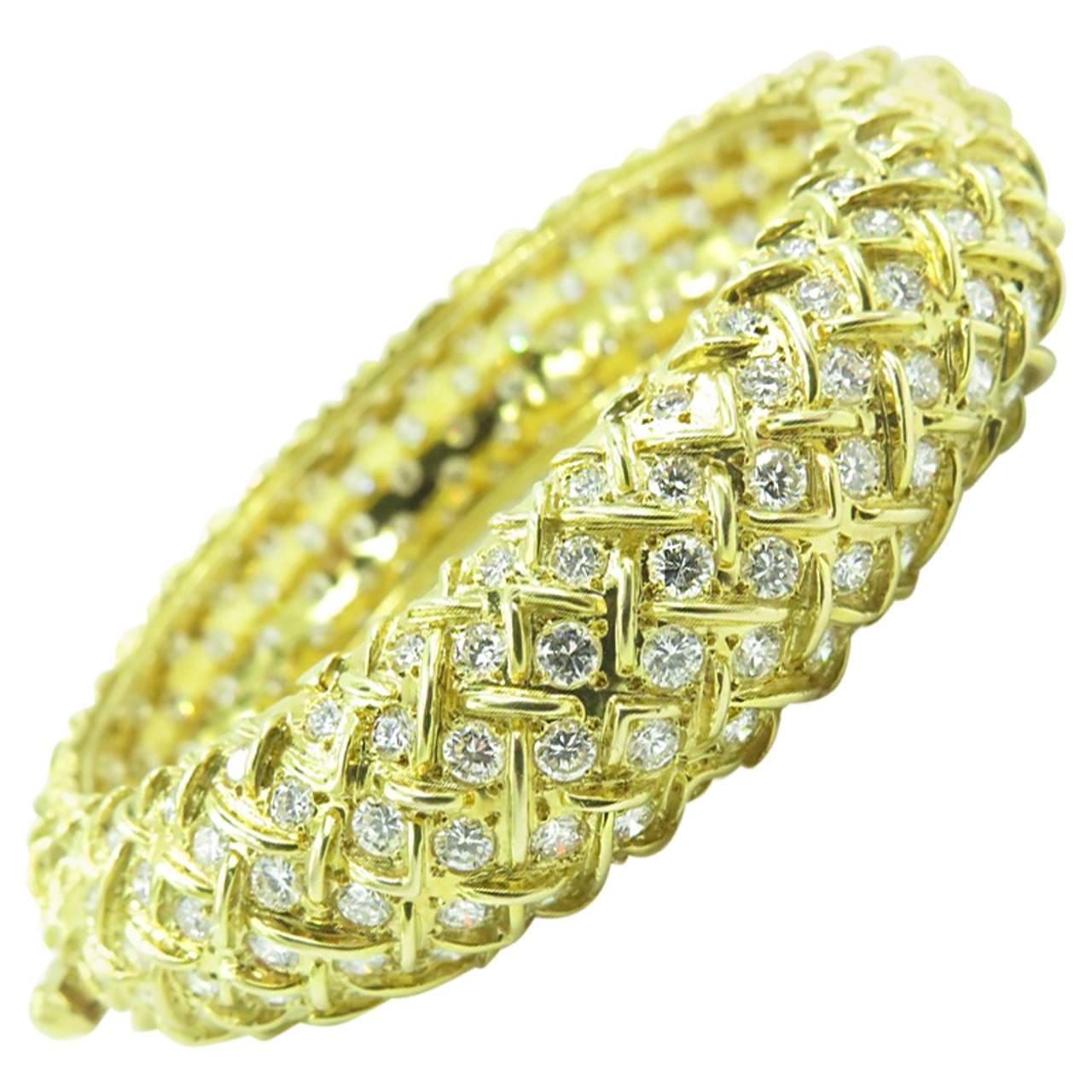 TIFFANY 
CO, French Gold and Diamond Bangle Bracelet.