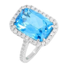 7 Carat London Topaz & Diamonds White Gold Ring