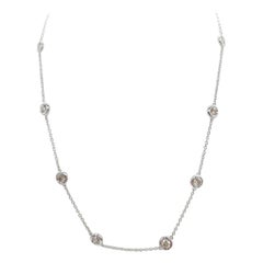 2.70 Carat 10 Station Diamond by the Yard Necklace 14 Karat White Gold 16"