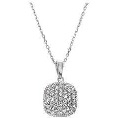 Cushion Shape Micro Pave Diamond Pendant 