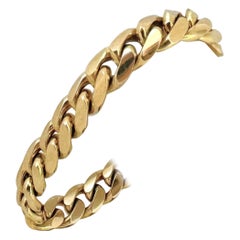 14 Karat Yellow Gold Solid Heavy Cuban Curb Link Bracelet 
