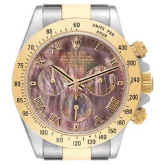 Rolex Daytona Yellow Gold Steel Mother of Pearl Mens Watch 116523 Box Papers