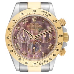 Rolex Daytona Yellow Gold Steel Mother of Pearl Mens Watch 116523 Box Papers