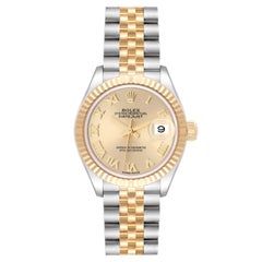 Rolex Datejust 28 Steel Yellow Gold Champagne Dial Ladies Watch 279173 Box Card