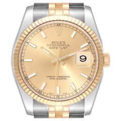 Rolex Datejust Steel Yellow Gold Champagne Dial Mens Watch 116233 Box Papers