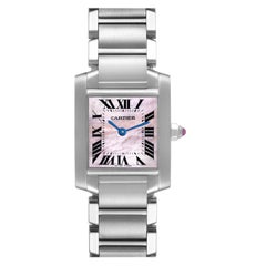 Cartier Tank Francaise Pink Mother Of Pearl Dial Steel Ladies Watch W51028Q3