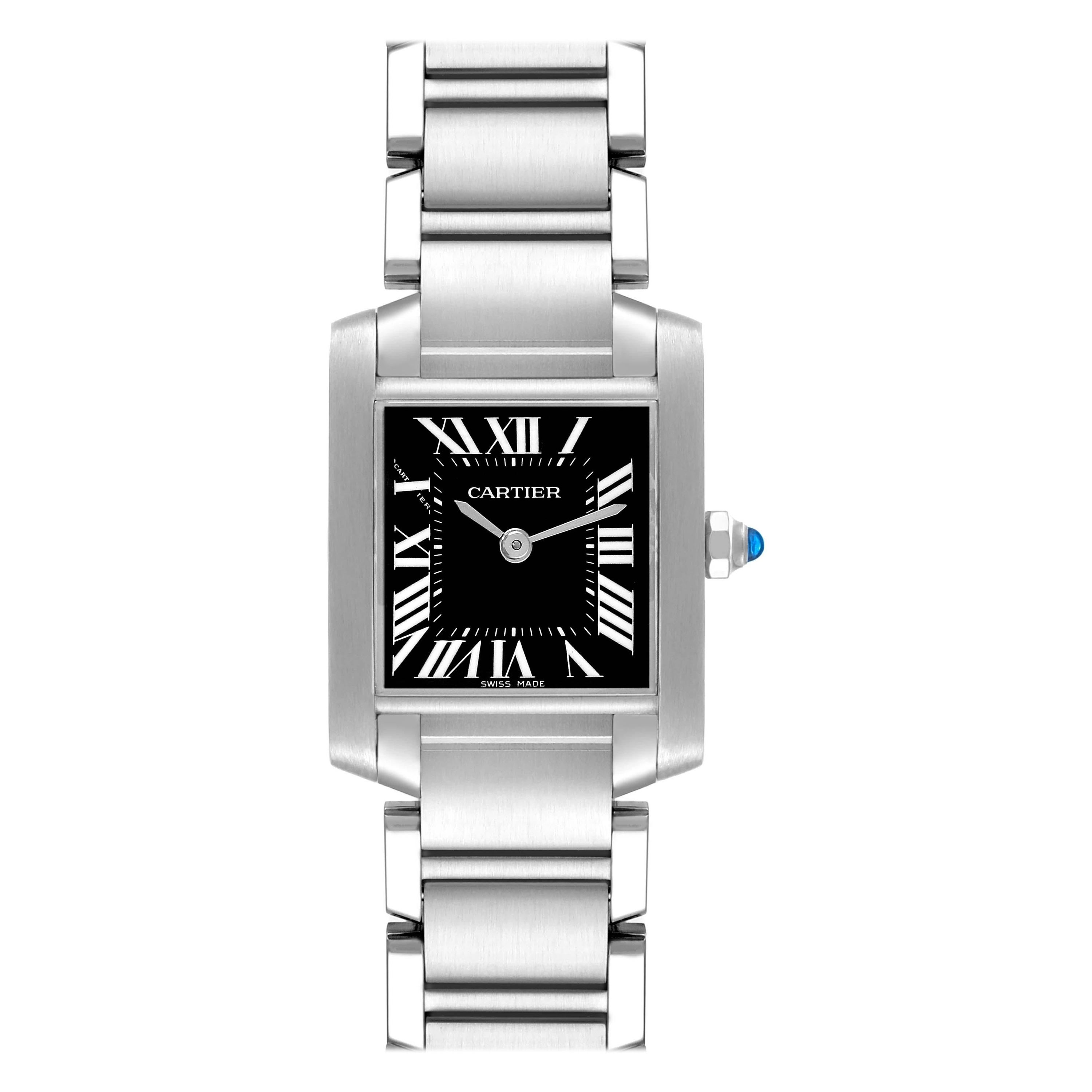 Cartier Tank Francaise Black Dial Steel Ladies Watch W51026Q3 For Sale