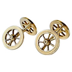 Boutons de manchette Vintage Gucci Roue de voiture en or 18K 