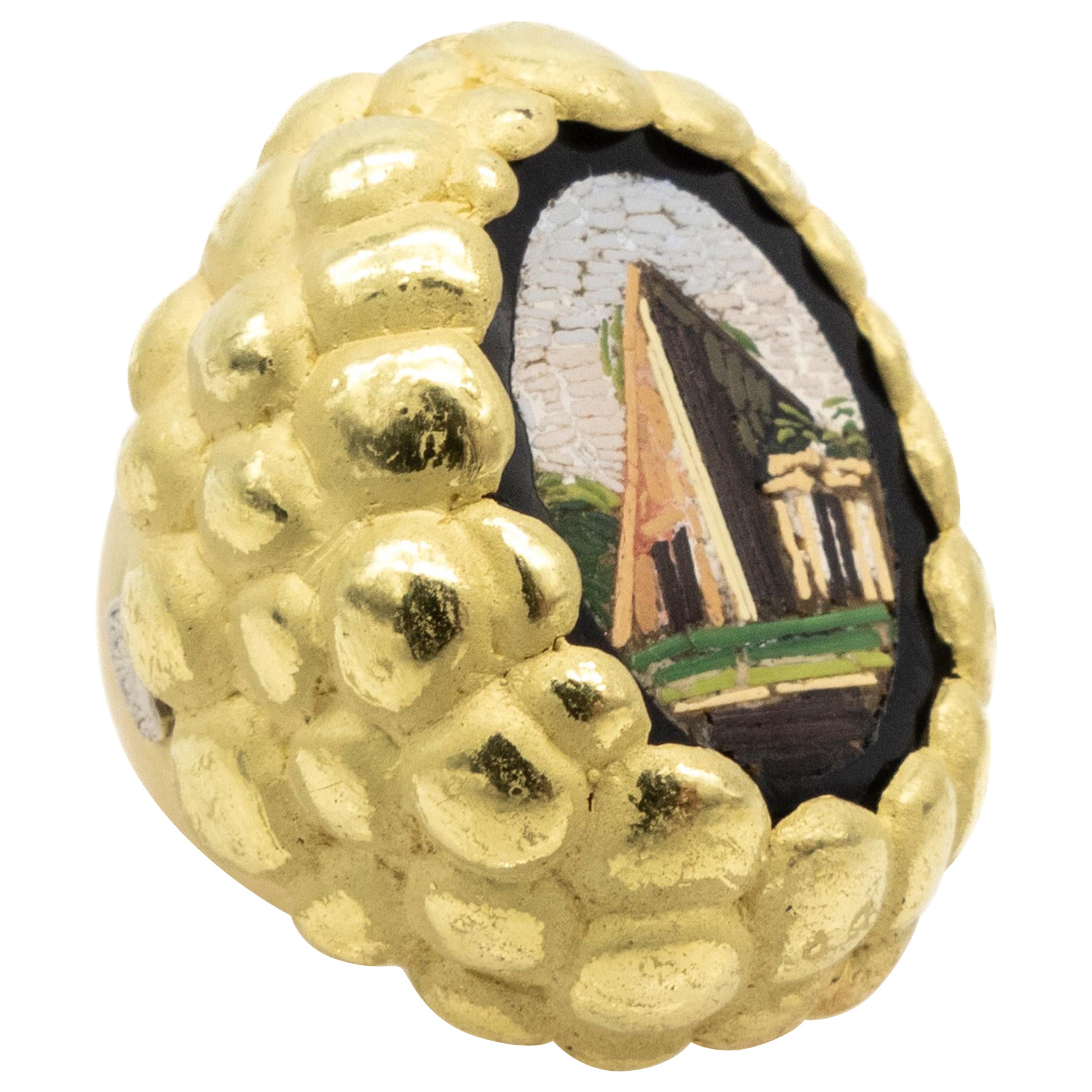 18 Karat Yellow Gold Ring Micro Mosaic Roman Road Inspired ...