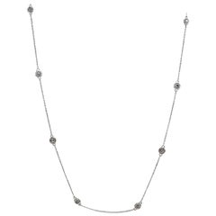 1.23 Carat 10 Station Diamond by the Yard Necklace 14 Karat White Gold 19" (Collier en or blanc 14 carats)