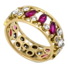 Lesunja Ring Yellow Gold Ruby Diamonds