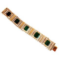 Bracelet émeraude vintage certifié GIA, 60 carats et or 18 carats
