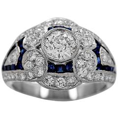 .70 Carat Diamond Sapphire White Gold Engagement Ring