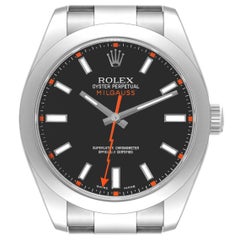 Rolex Milgauss Black Dial Steel Mens Watch 116400 Box Card