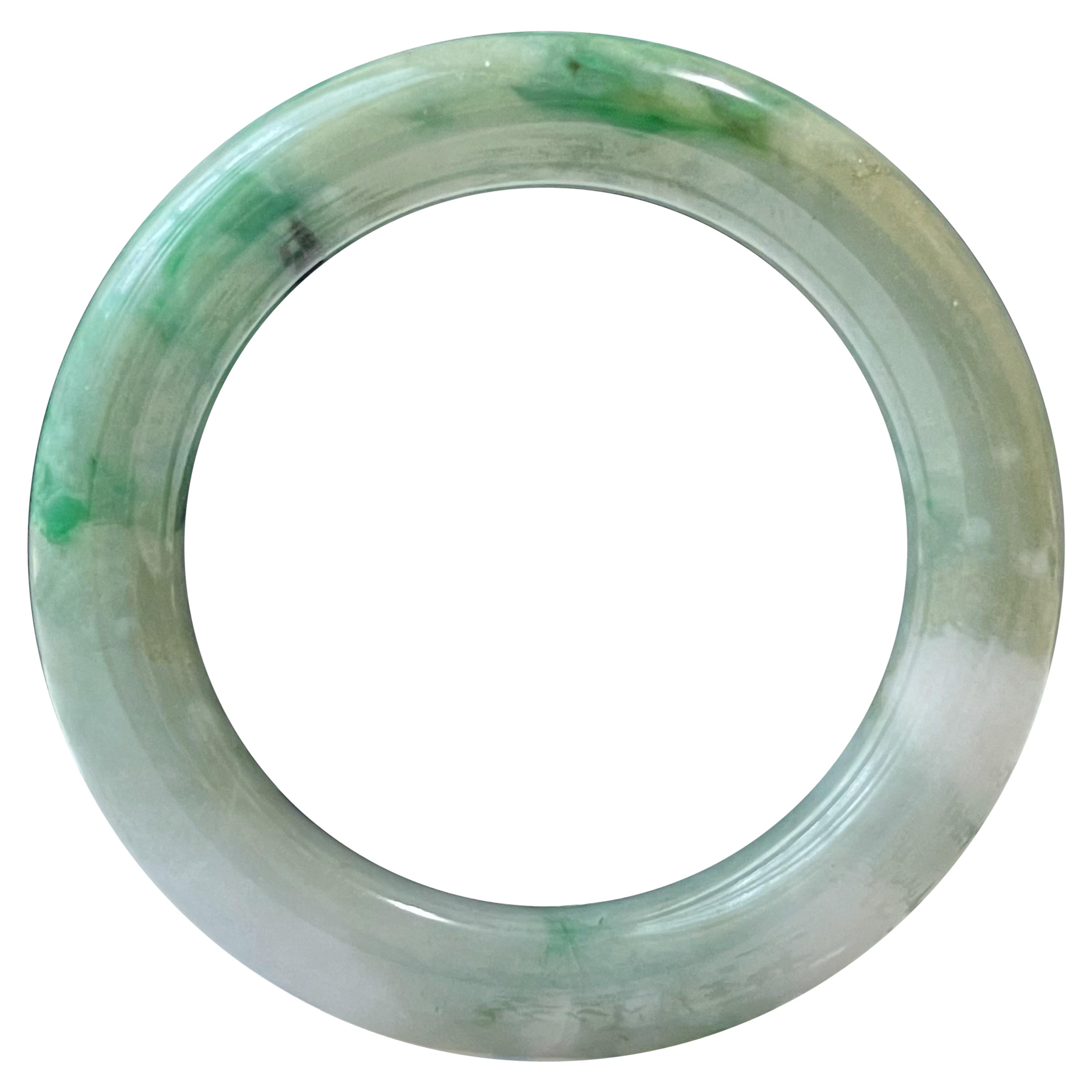 Natural Type A Myanmar Vivid Apple Green Jadeite Jade Bangle 50 mm For Sale