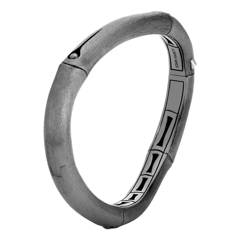 John Hardy Bamboo Silver Curved Hinged Bangle - Liquidation Sale For Sale