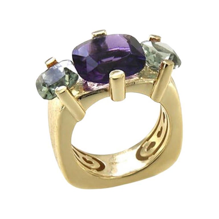 PittieSisi Cocktail Amethyst Silver Ring For Sale