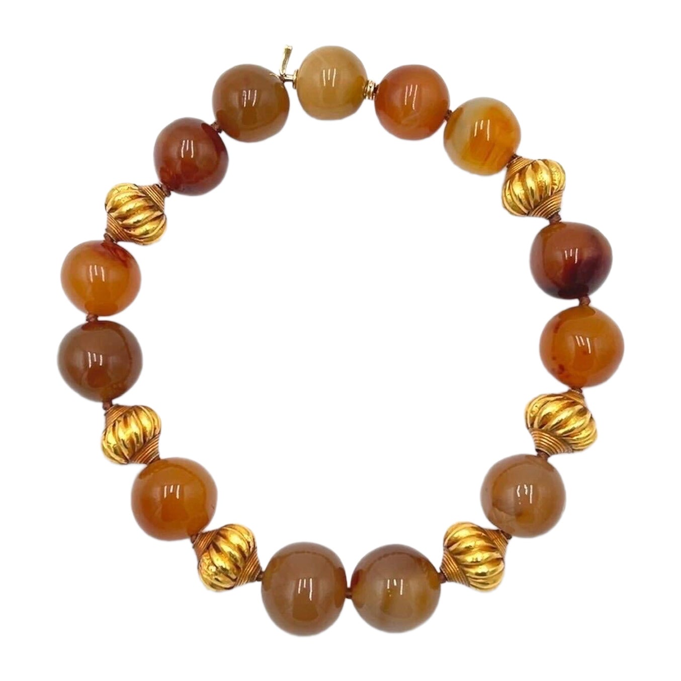 VERDURA Agate and Gold Bead Necklace 