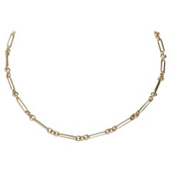 Paper Clip Link and Rolo Chain Necklace in 14K Yellow Gold - 24"