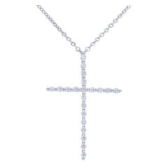 0.15 Carat Diamonds Cross Necklace in 14K White Gold