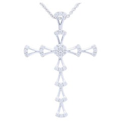 0.2 Carat Diamonds Cross Pendant in 18K White Gold