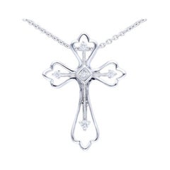 0.07 Carat Diamonds Cross Pendant in 18K White Gold