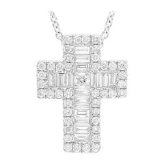 0.5 Carat Diamonds Cross Pendant in 18K White Gold