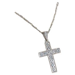 Used Preloved Platinum & Diamond Cross Pendant