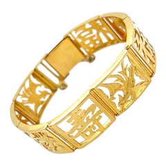 Bracelet chinois moderne du milieu du siècle dernier à 8 maillons en or