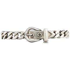 Vintage Hermes Sterling Silver Buckle Link Bracelet 