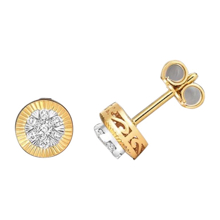 0.25ct Diamond Earrings in 9ct Yellow Gold Bezel halo cluster studs