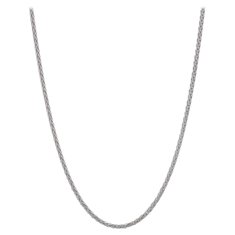 Halskette aus Weißgold mit Diamantschliff und Weizenkette 16" - 14k Italien
