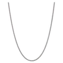 Collier de chaîne de blé en or blanc avec diamants 16" - 14k Italie