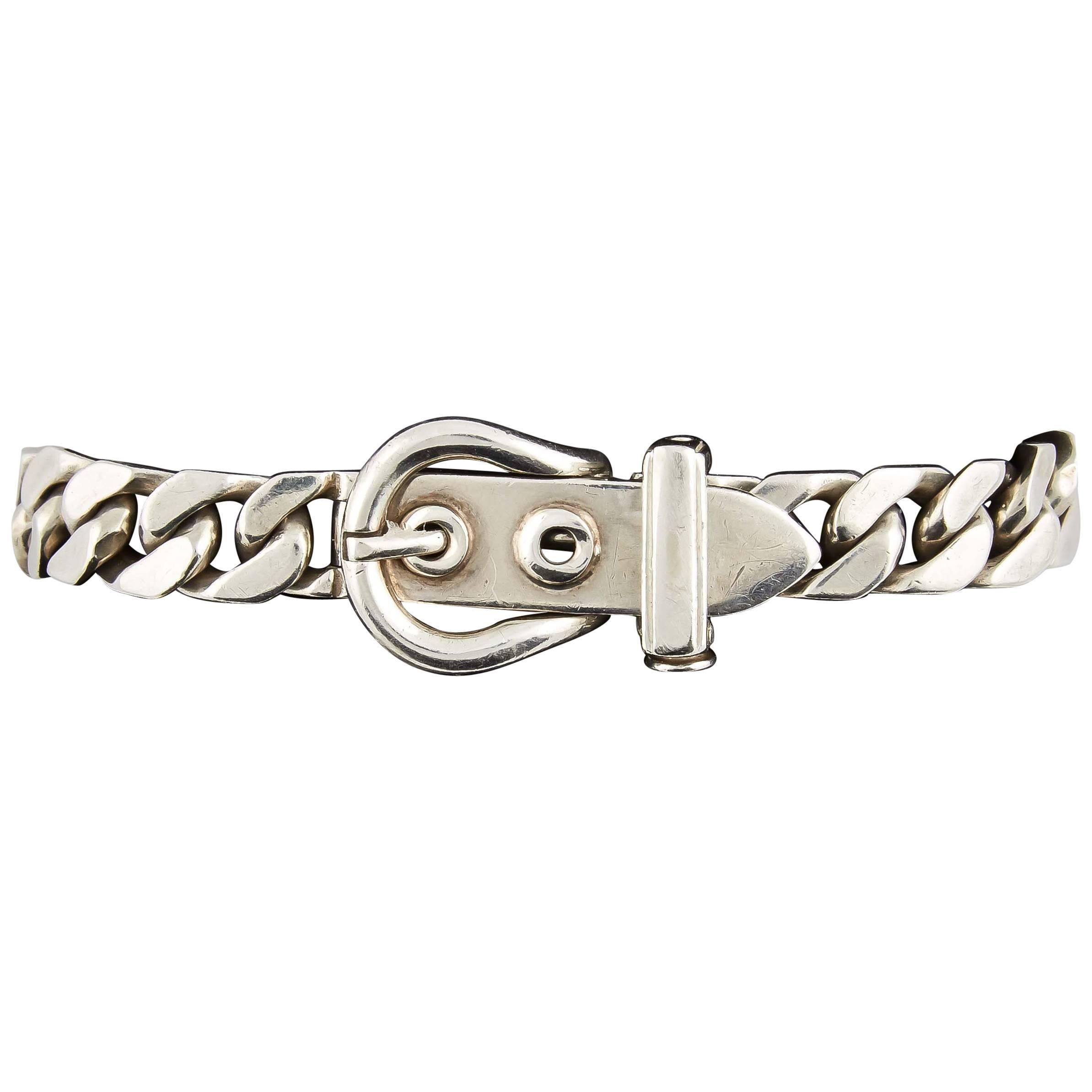 Hermes sterling silver buckle bracelet 