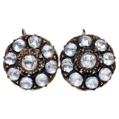 Antique Circa 1900s 12k Gold Natural Rose Cut Diamond Earring