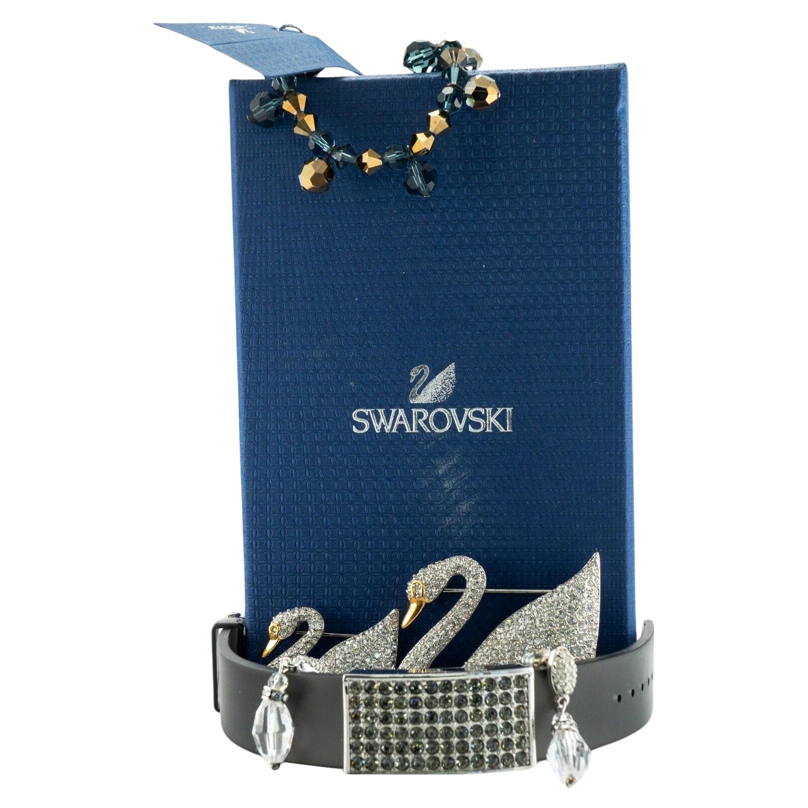 Swarovski Bracelets Swan Brooches Earrings Authentic Lot Box For Sale