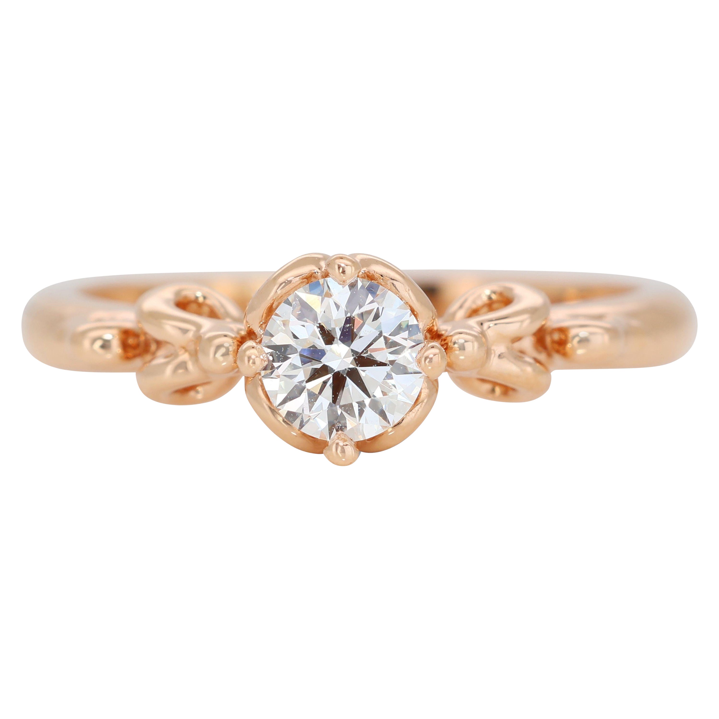 Exquisite 0.30ct Solitaire Diamond Ring set in 18K Rose Gold For Sale
