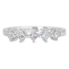 Stunning 5-stone Ring with 0.50ct Natural Diamonds in 18K White Gold