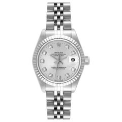 Rolex Datejust Steel White Gold Diamond Dial Ladies Watch 79174 Box Papers