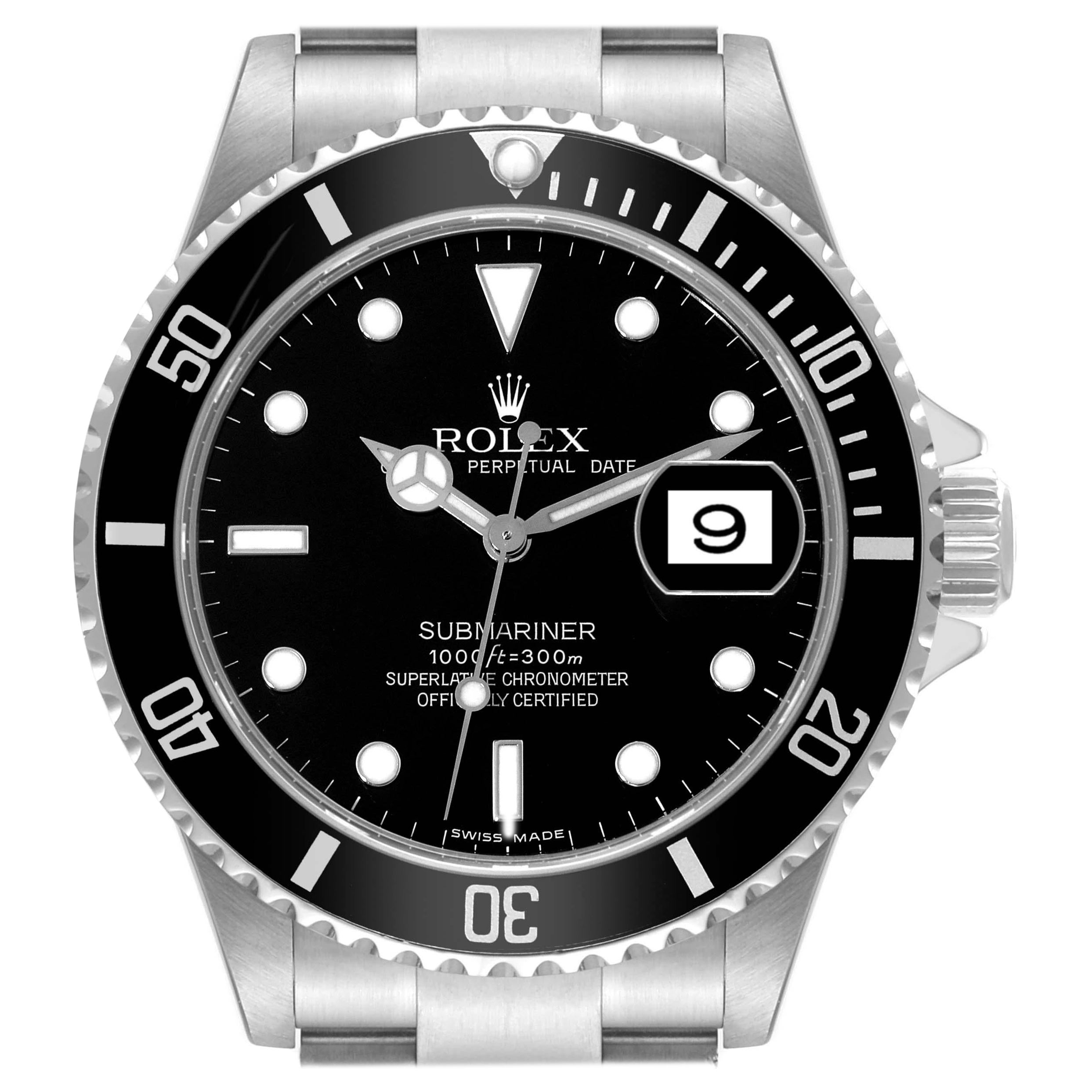 Rolex Submariner Date Black Dial Steel Mens Watch 16610