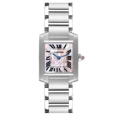 Cartier Tank Francaise Mother Of Pearl Steel Ladies Watch W51028Q3 Box Papers