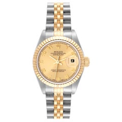 Rolex Datejust Steel Yellow Gold Champagne Arabic Dial Ladies Watch 69173