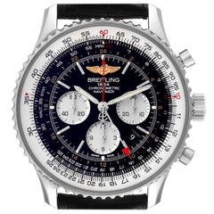 Breitling Navitimer GMT 48mm Black Dial Steel Mens Watch AB0441 Box Card