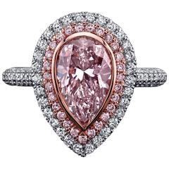 Pear Pink Diamond Halo Ring