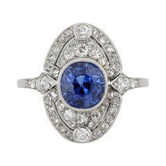 Antique Boucheron sapphire and diamond cluster ring, French, circa 1920