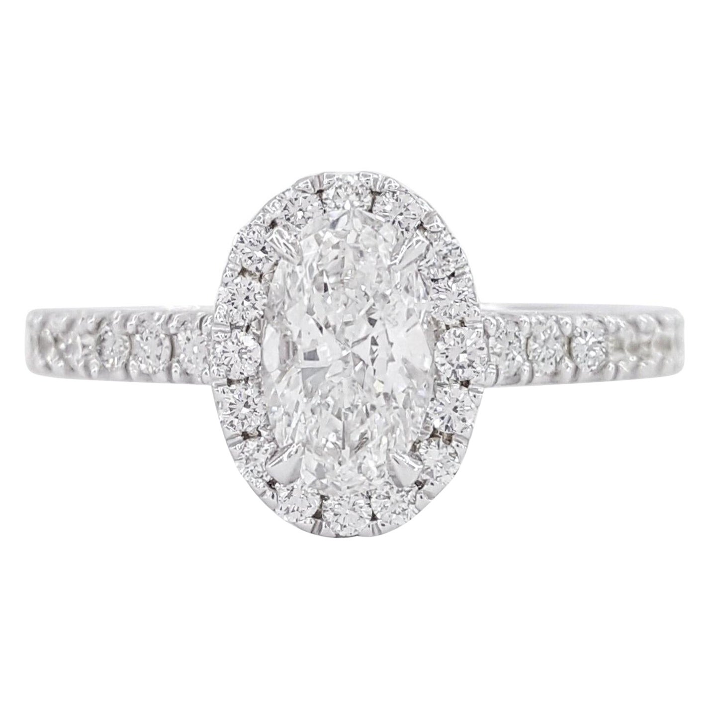 GIA-zertifizierter 2 Karat F Farbe VS Reinheit Ovalschliff Diamant 18K Weißgold Ring Pave
