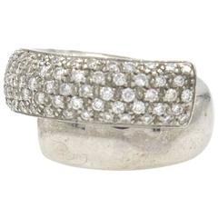 Modern Diamond Crossover Wedding Band White Gold Ring 11