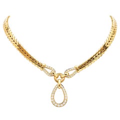 Vintage Cartier Paris Diamond 18k Yellow Gold Necklace