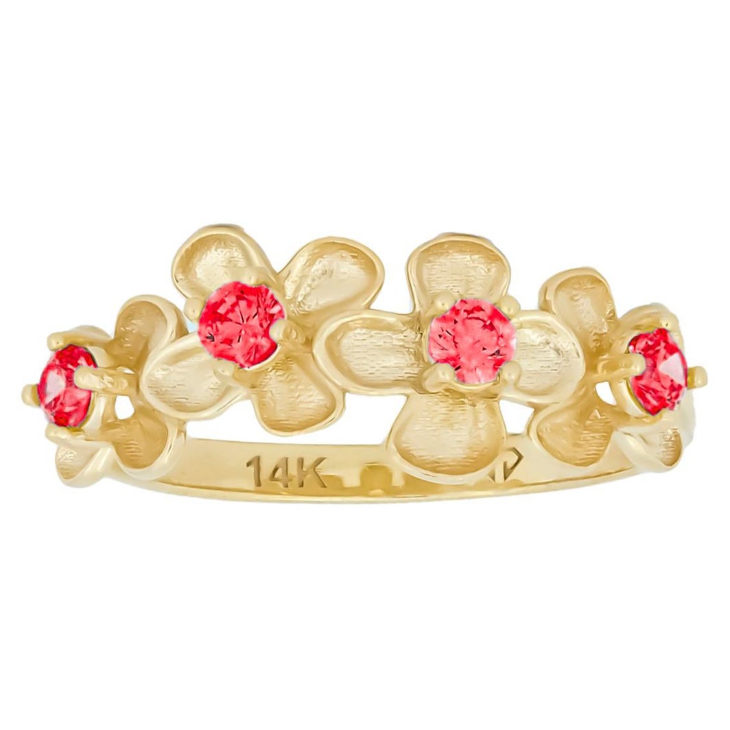 Ring mit Blume aus 14k Gold.